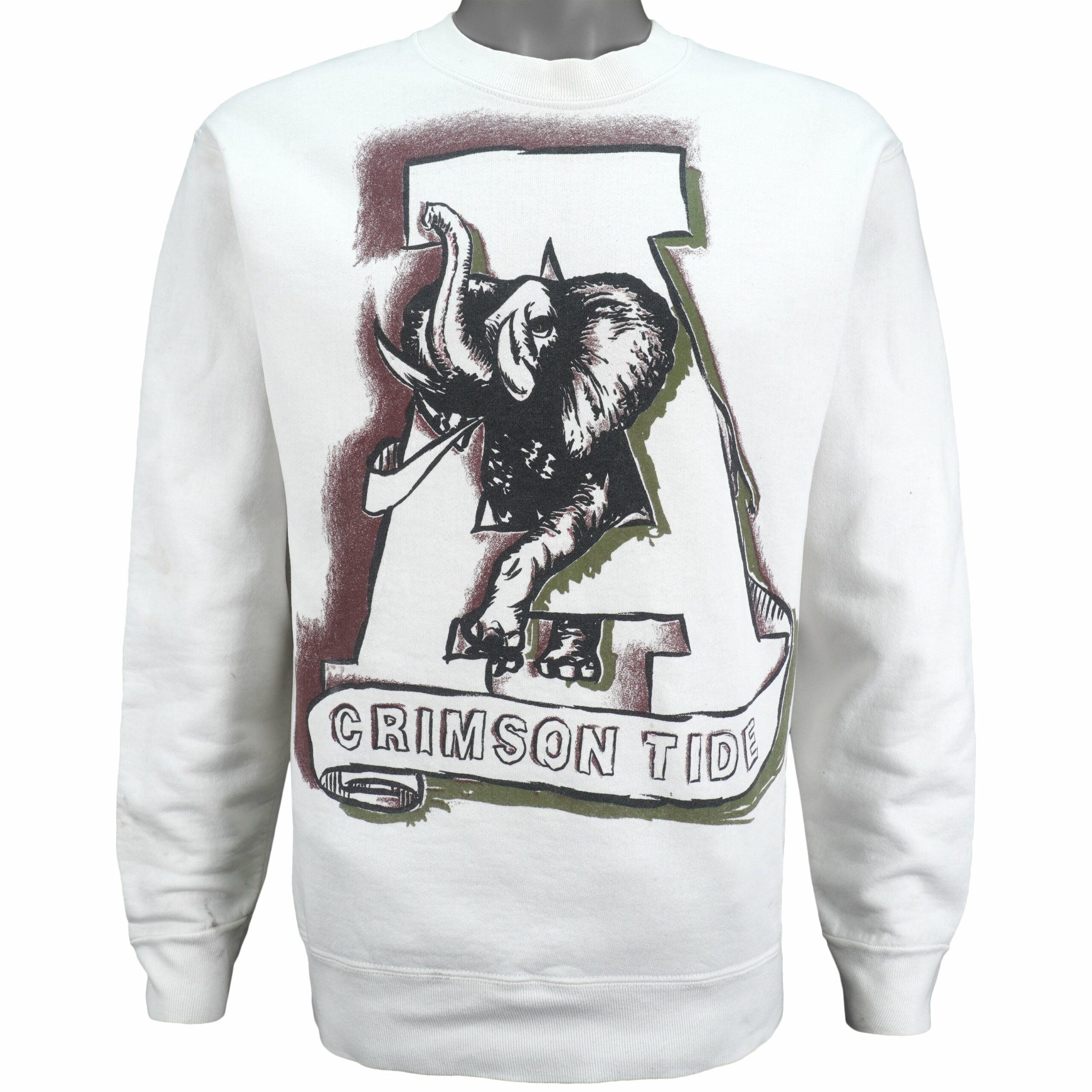 NCAA Alabama Crimson Tide Spell-Out Crew Neck Sweatshirt 1990s Vintage Style Hoodie Shirt Reprinted Full Size Gifts for Fans