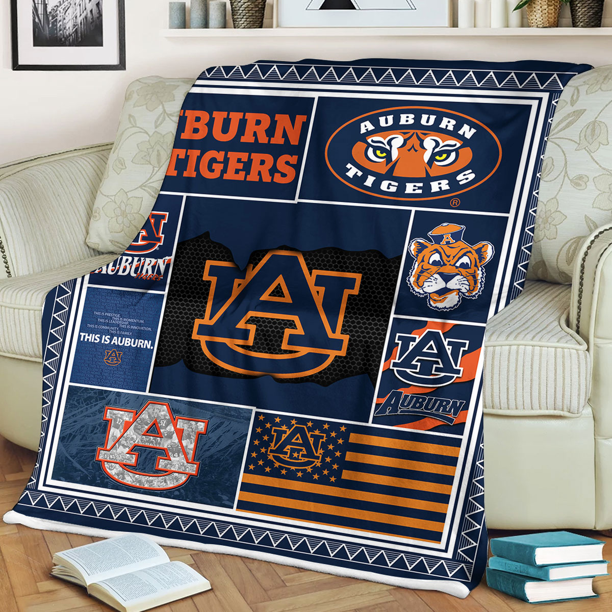 NCAA Auburn Tigers Sherpa Fleece Blanket Football Fan Gifts
