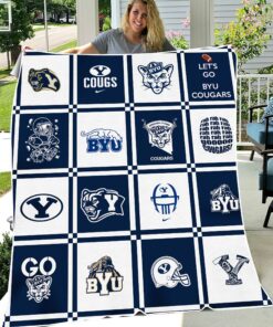 NCAA Byu Cougars Sherpa Fleece Blanket University Football Fan Gifts