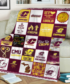 NCAA Central Michigan Chippewas Sherpa Fleece Blanket Gifts For Fans