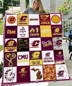 NCAA Central Michigan Chippewas Sherpa Fleece Blanket Gifts For Fans