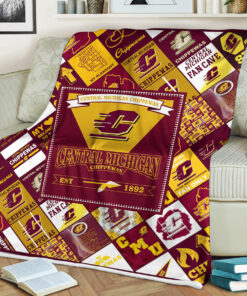 NCAA Central Michigan Chippewas Sherpa Fleece Blanket University Football Fan Gifts