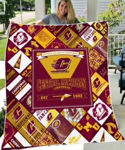 NCAA Central Michigan Chippewas Sherpa Fleece Blanket University Football Fan Gifts