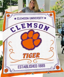 NCAA Clemson Tigers Sherpa Fleece Blanket Gifts For Fans