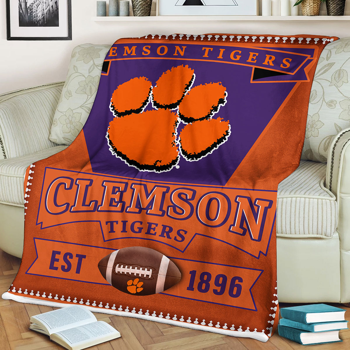 NCAA Clemson Tigers Sherpa Fleece Blanket University Football Fan Gifts