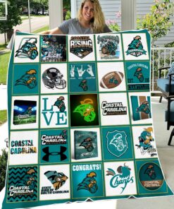 NCAA Coastal Carolina Chanticleers Sherpa Fleece Blanket Gifts For Fans
