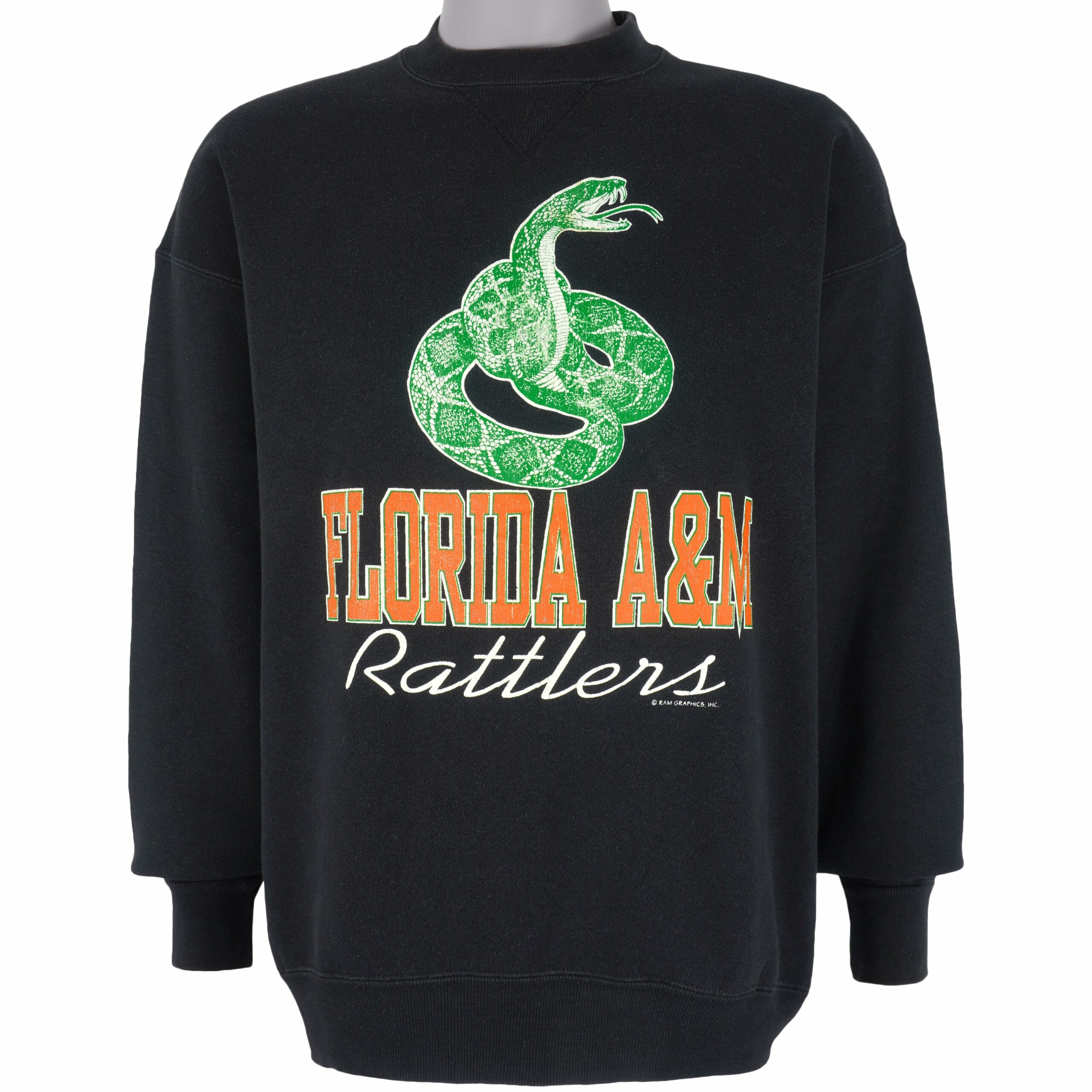 NCAA Florida A&M Rattlers Crew Neck Sweatshirt 1990s Vintage Style Hoodie Shirt Reprinted Full Size Gifts for Fans