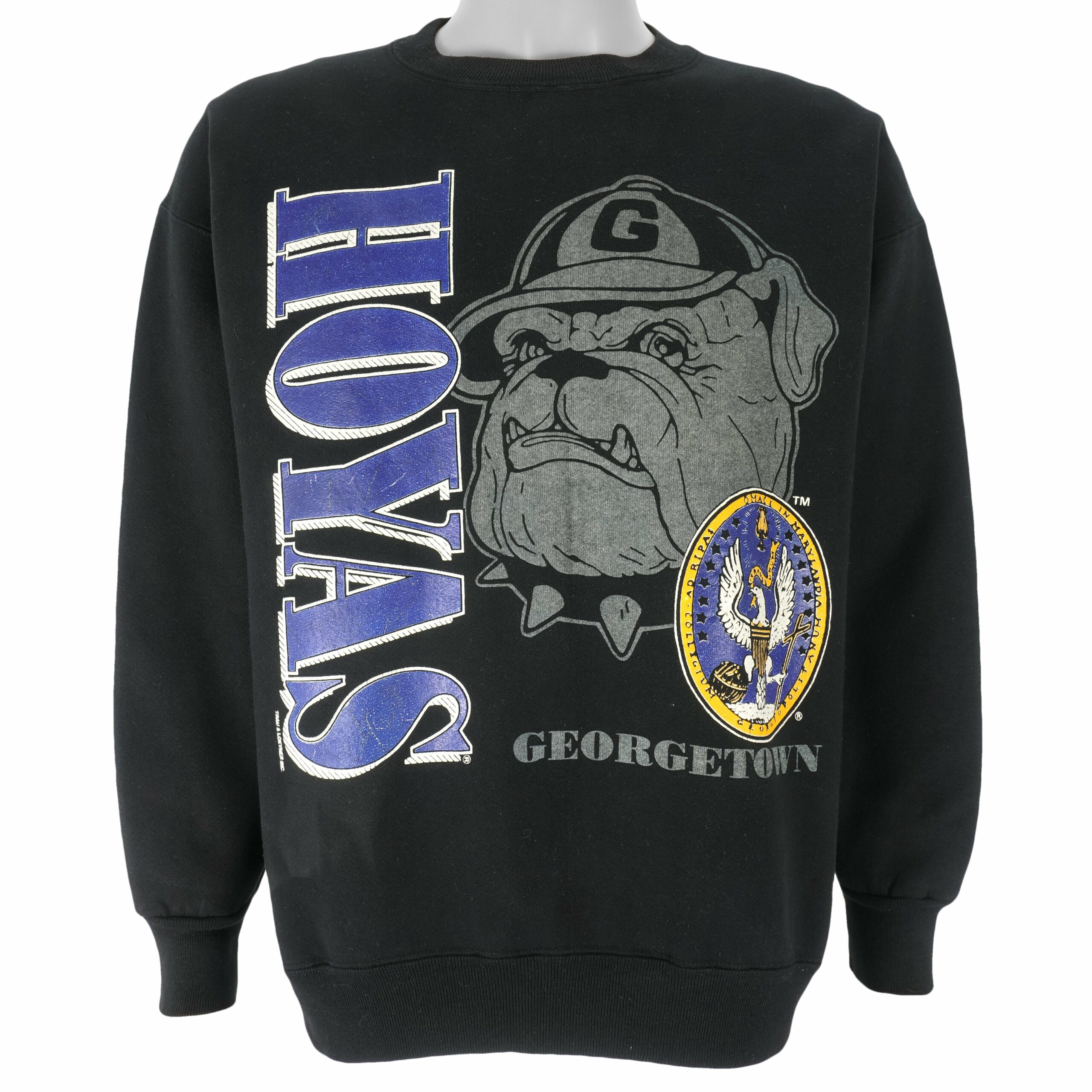 NCAA Georgetown Hoyas Crew Neck Sweatshirt 1990s Vintage Style Hoodie Shirt Reprinted Full Size Gifts for Fans