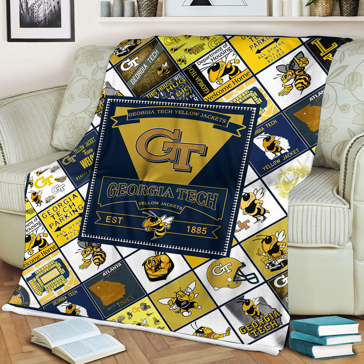 NCAA Georgia Tech Yellow Jackets Sherpa Fleece Blanket Gifts For Fans