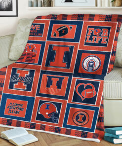 NCAA Illinois Fighting Illini Sherpa Fleece Blanket College Student Gift