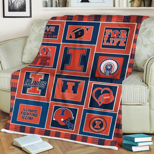 NCAA Illinois Fighting Illini Sherpa Fleece Blanket College Student Gift