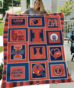 NCAA Illinois Fighting Illini Sherpa Fleece Blanket College Student Gift