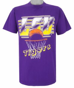 NCAA LSU Tigers Basketball T-Shirt 1990s Vintage Style Hoodie Sweatshirt Reprinted Full Size Gifts for Fans