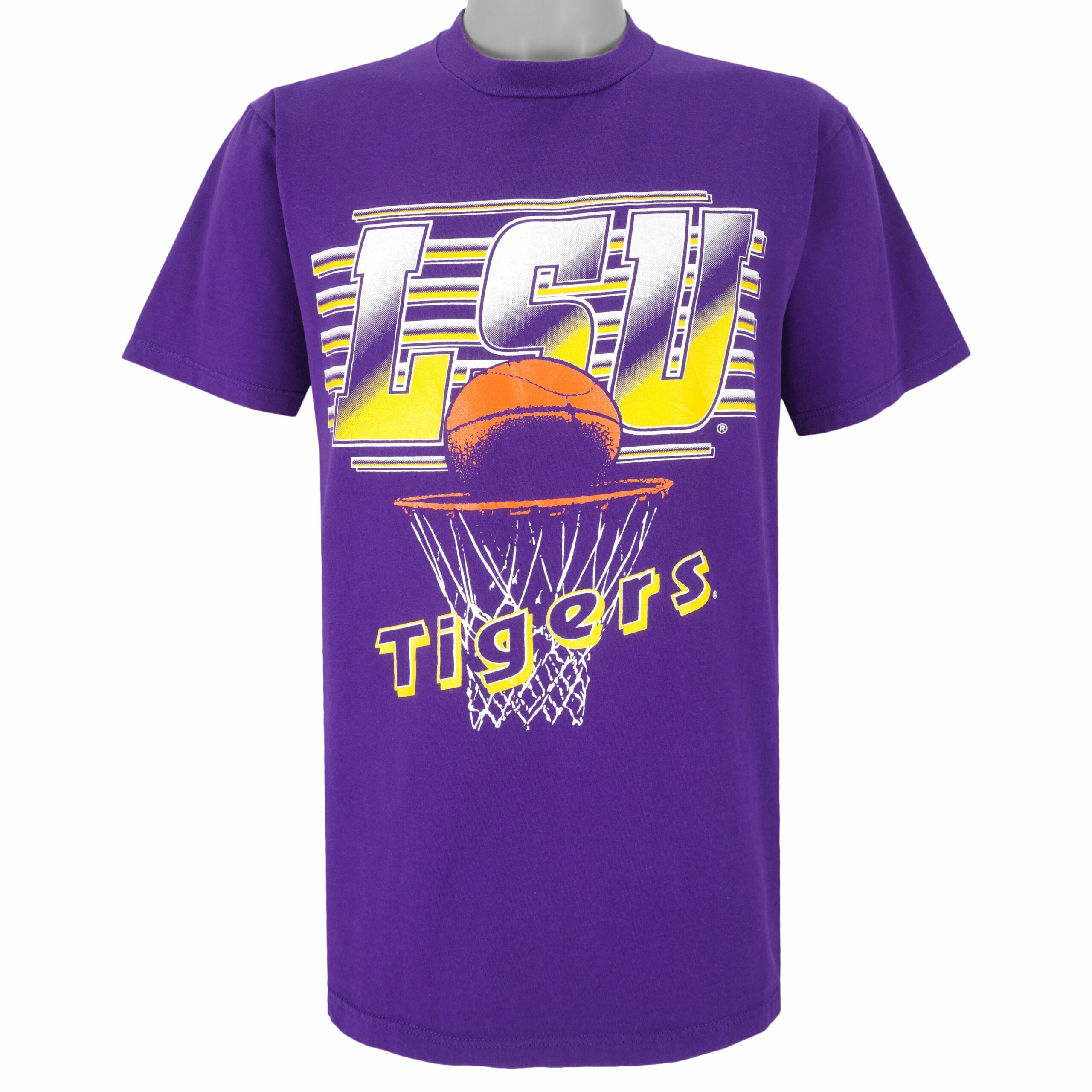 NCAA LSU Tigers Basketball T-Shirt 1990s Vintage Style Hoodie Sweatshirt Reprinted Full Size Gifts for Fans