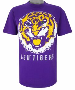 NCAA LSU Tigers Big Logo T-Shirt 1990s Vintage Style Hoodie Sweatshirt Reprinted Full Size Gifts for Fans