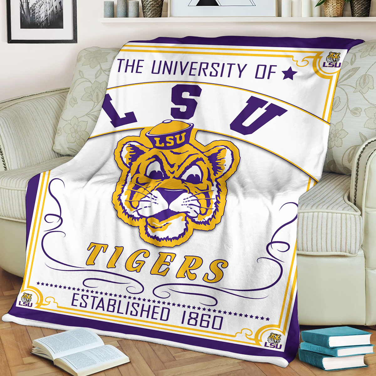 NCAA LSU Tigers Sherpa Fleece Blanket College Student Gift