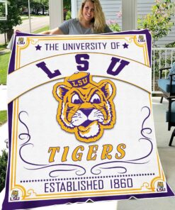 NCAA LSU Tigers Sherpa Fleece Blanket College Student Gift