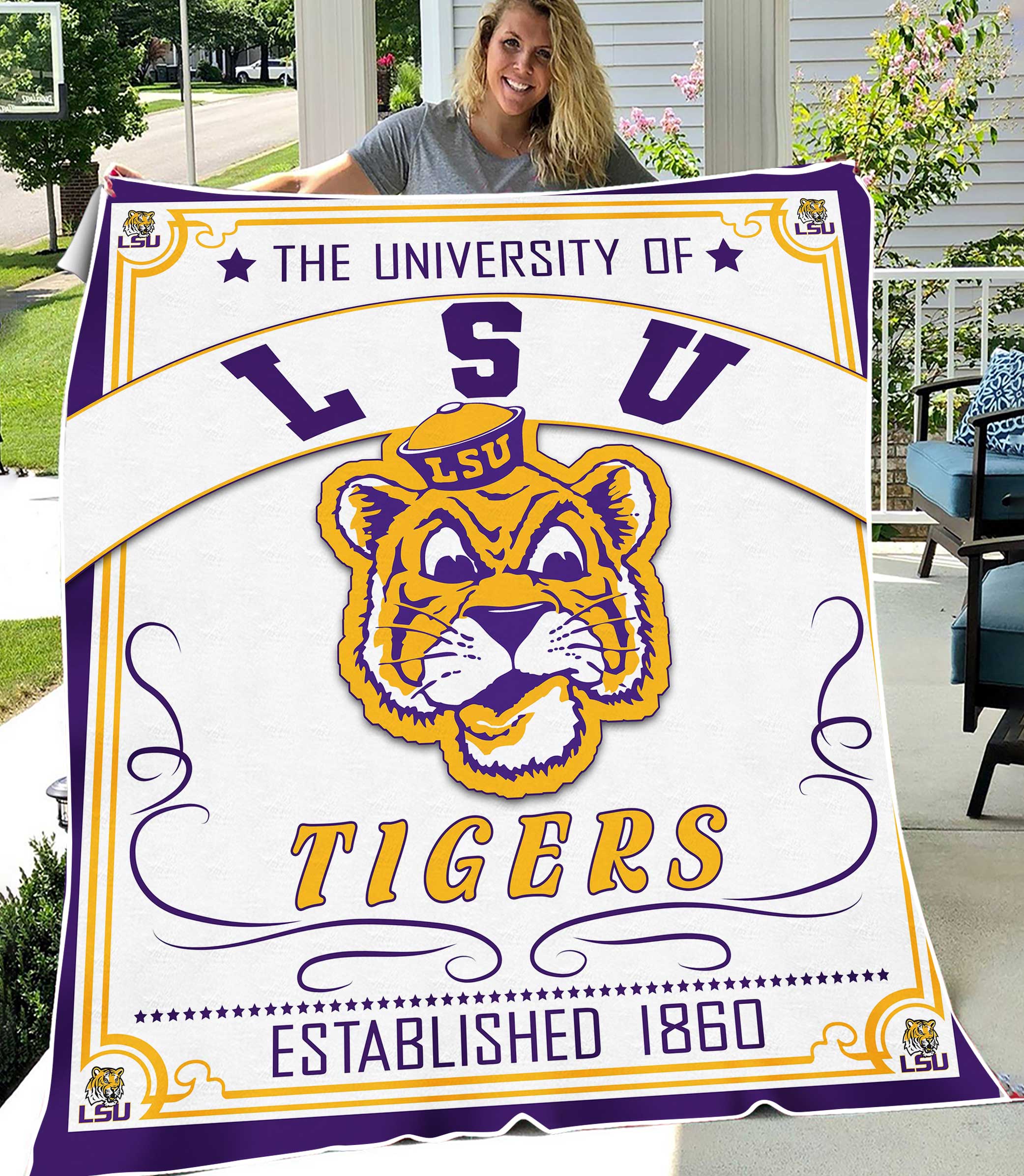 NCAA LSU Tigers Sherpa Fleece Blanket College Student Gift