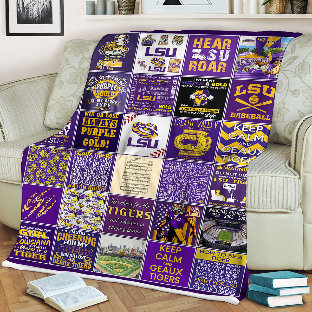 NCAA LSU Tigers Sherpa Fleece Blanket Gifts for Football Fans