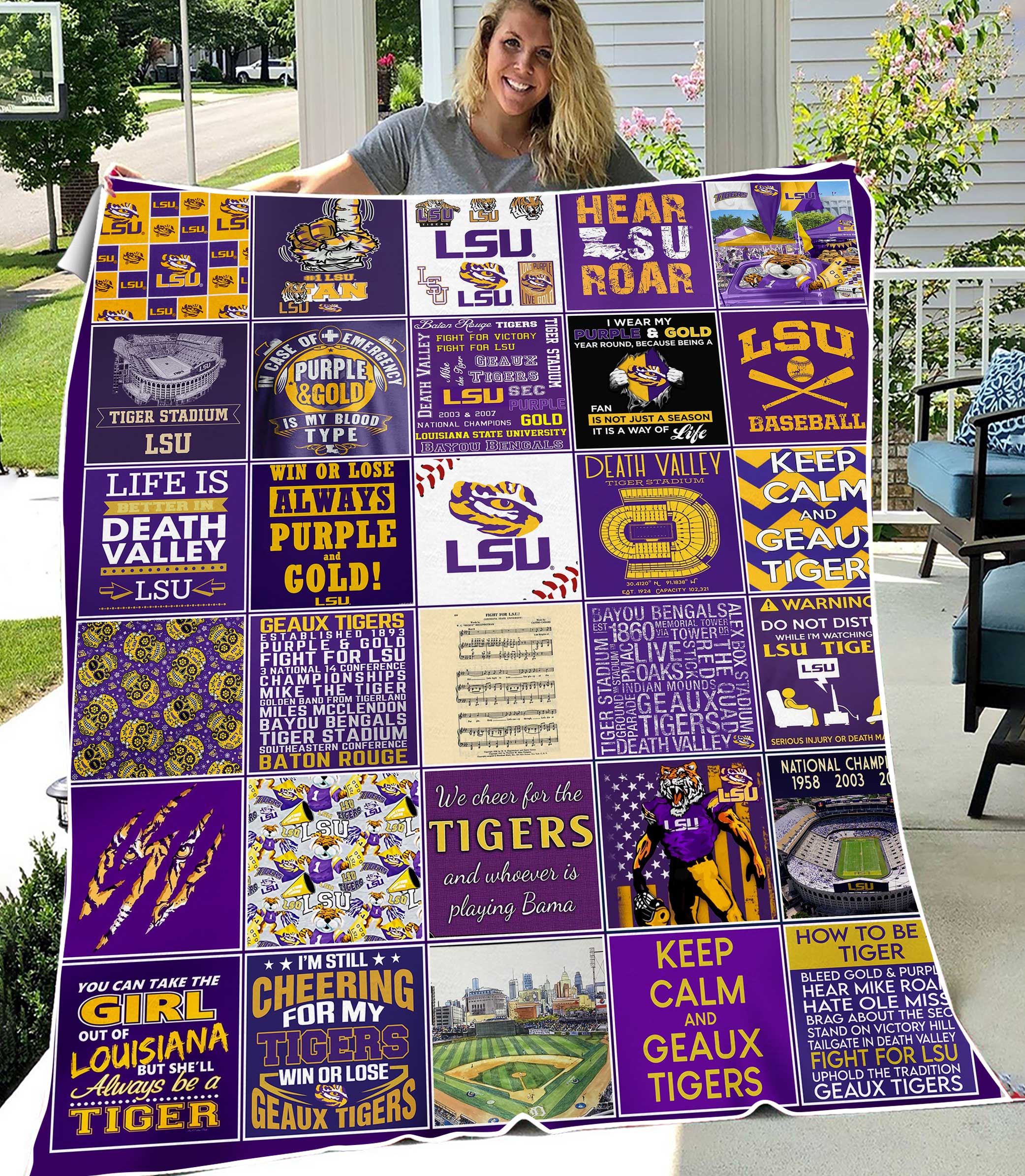 NCAA LSU Tigers Sherpa Fleece Blanket Gifts for Football Fans