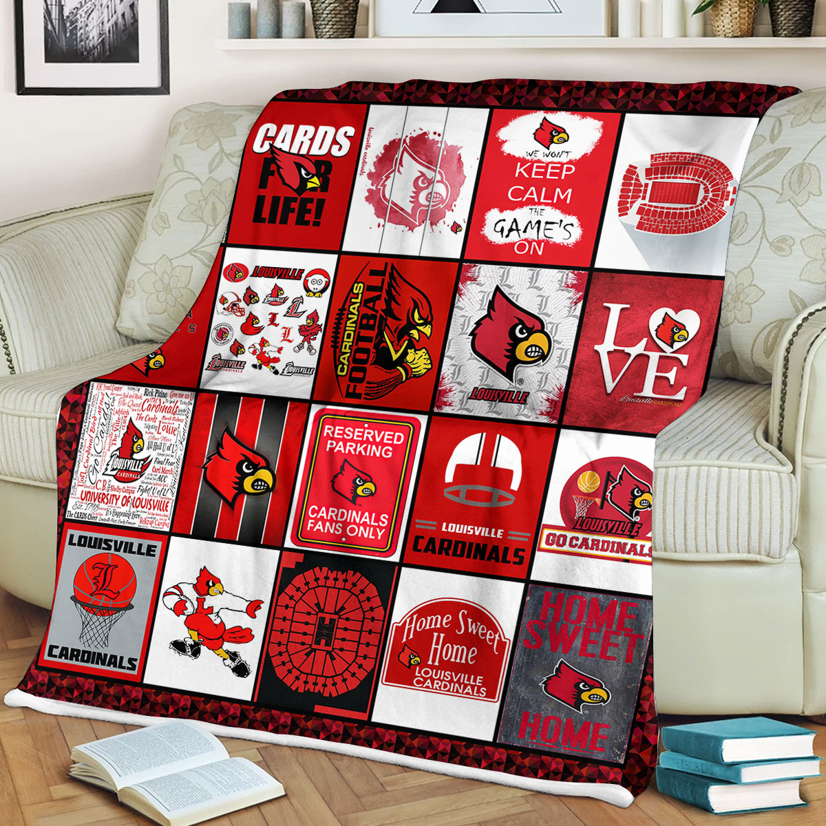 NCAA Louisville Cardinals Sherpa Fleece Blanket Gifts For Fans