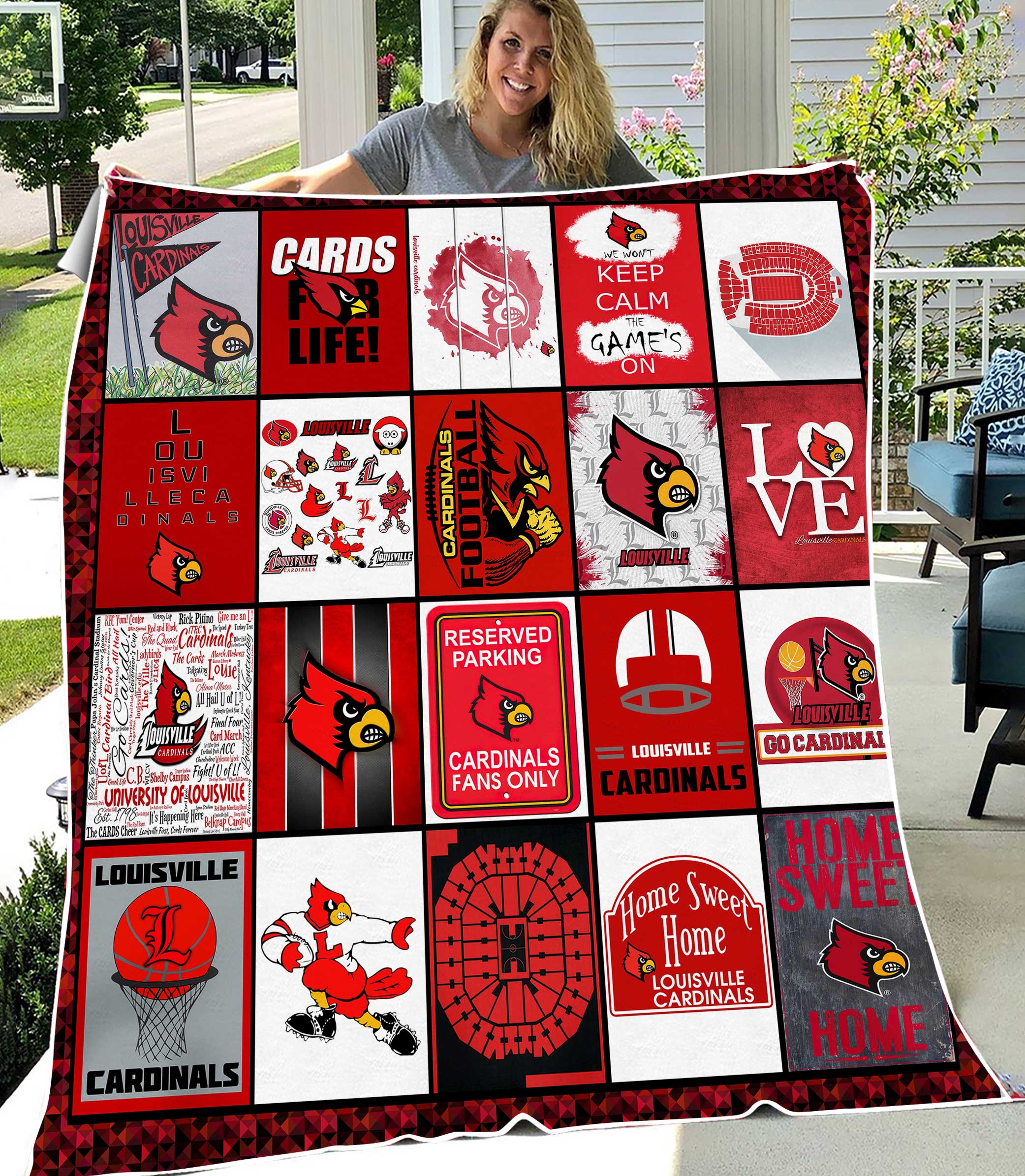 NCAA Louisville Cardinals Sherpa Fleece Blanket Gifts For Fans