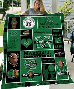 NCAA Marshall Thundering Herd Sherpa Fleece Blanket College Student Gift