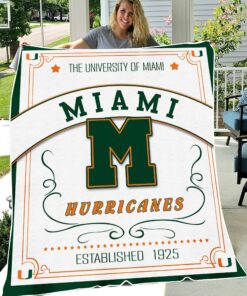 NCAA Miami Hurricanes Sherpa Fleece Blanket College Student Gift