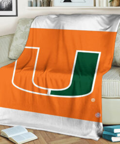 NCAA Miami Hurricanes Sherpa Fleece Blanket Gifts for Football Fans