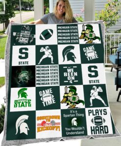 NCAA Michigan State Spartans Sherpa Fleece Blanket College Student Gift