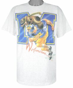 NCAA Michigan Wolverines Big Logo T-Shirt 1990s Vintage Style Hoodie Sweatshirt Reprinted Full Size Gifts for Fans