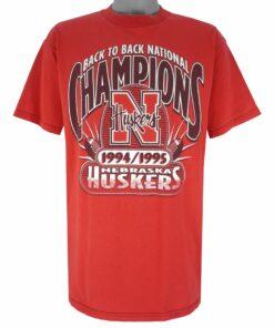 NCAA Nebraska Huskers Back to Back Champions T-Shirt 1995 Vintage Style Hoodie Sweatshirt Reprinted Full Size Gifts for Fans