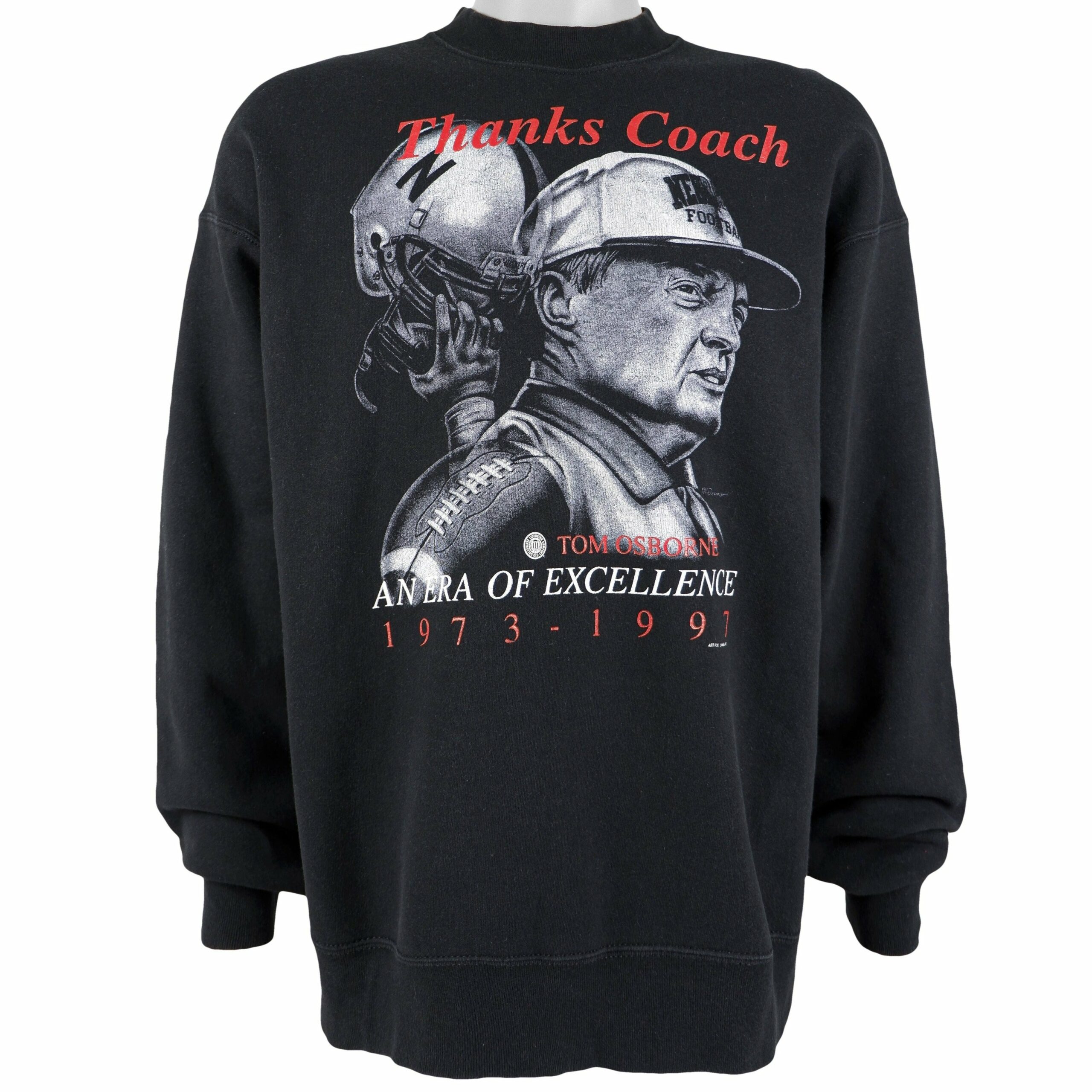 NCAA Nebraska Tom Osborne, An Era Of Excellence Sweatshirt 1991 Vintage Style Hoodie Sweatshirt Reprinted Full Size Gifts for Fans