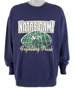 NCAA Notre Dame Fighting Irish Crew Neck Sweatshirt 1990s Vintage Style Hoodie Shirt Reprinted Full Size Gifts for Fans