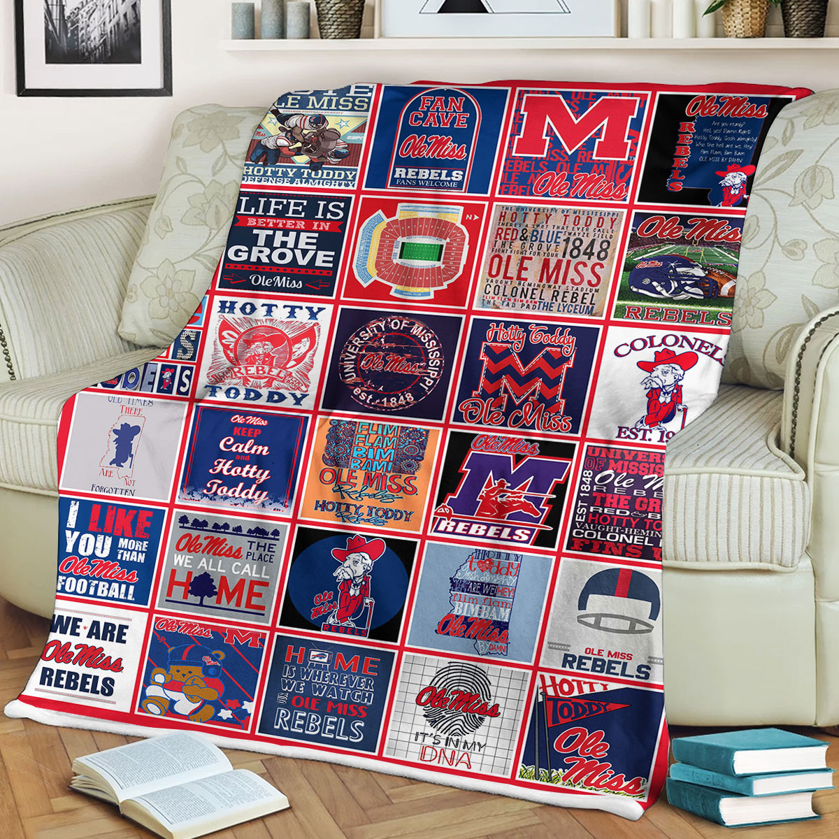 NCAA Ole Miss Rebels Sherpa Fleece Blanket University Football Fan Gifts