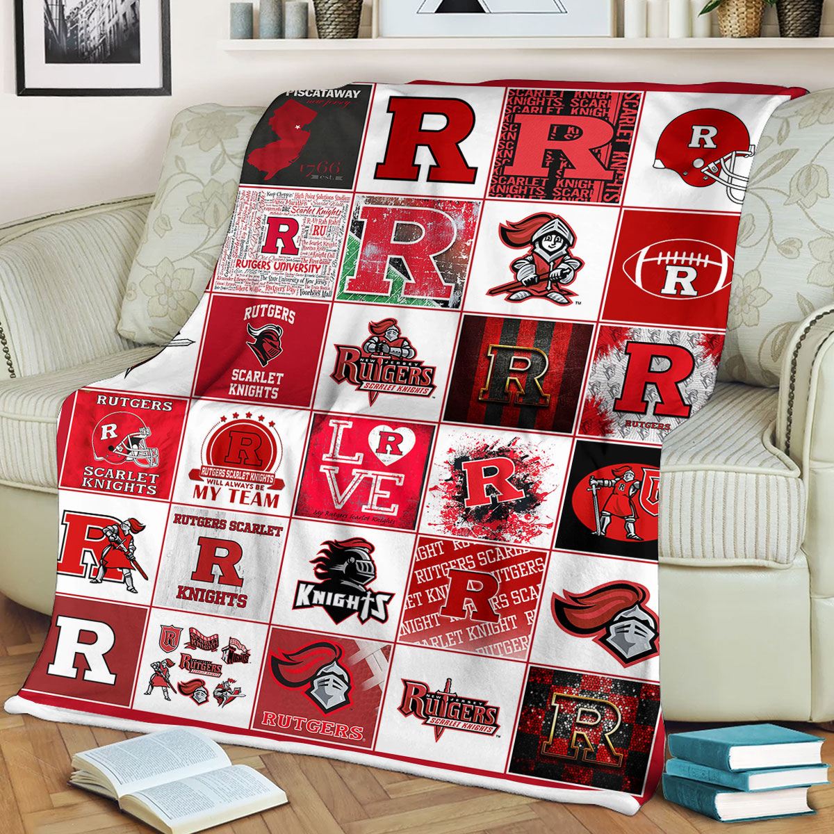 NCAA Rutgers Scarlet Knights Sherpa Fleece Blanket Gifts For Fans