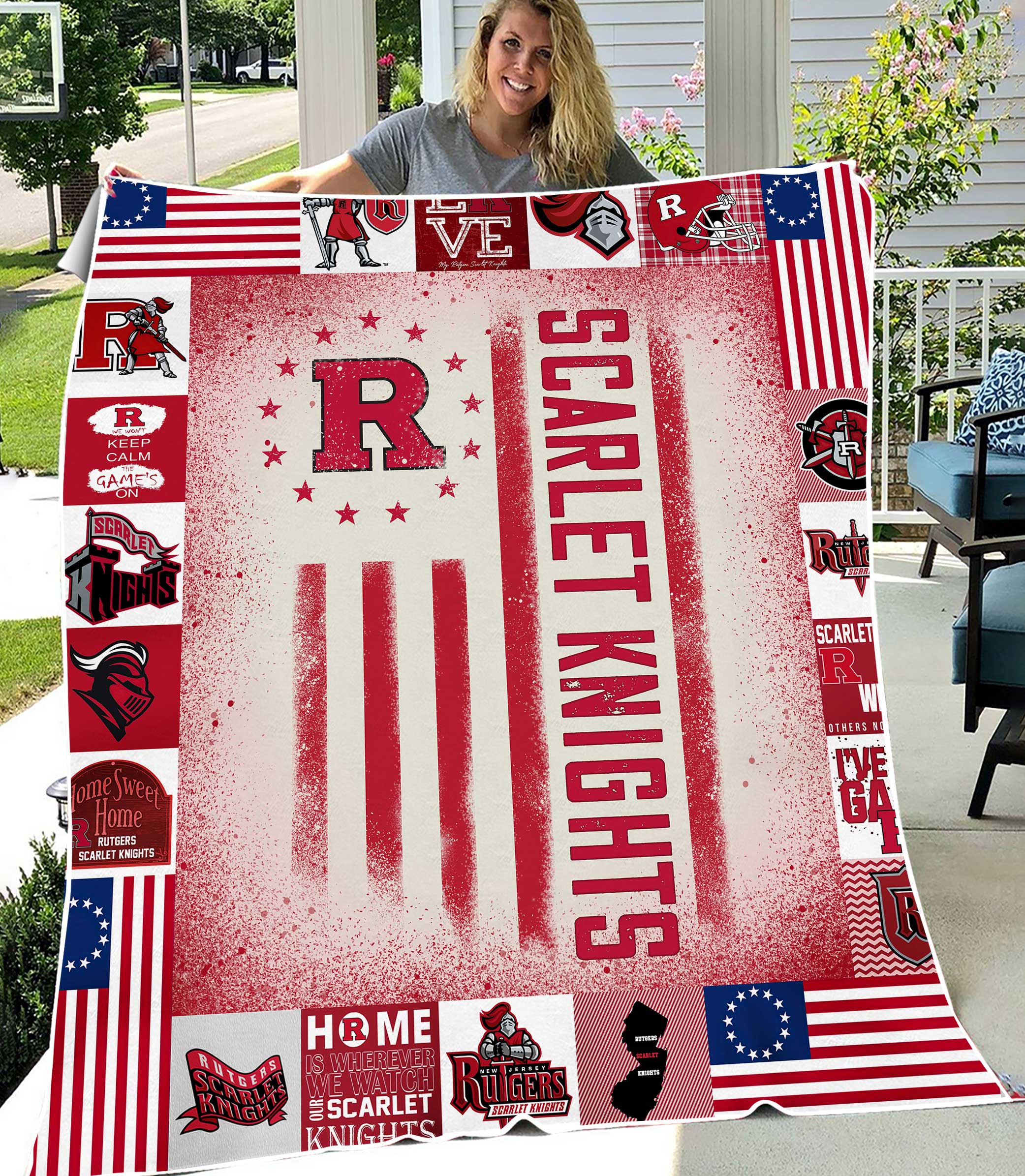 NCAA Rutgers Scarlet Knights Sherpa Fleece Blanket University Football Fan Gifts