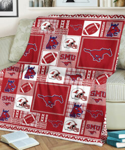 NCAA Smu Mustangs Sherpa Fleece Blanket Gifts For Fans