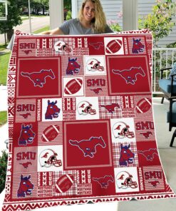 NCAA Smu Mustangs Sherpa Fleece Blanket Gifts For Fans