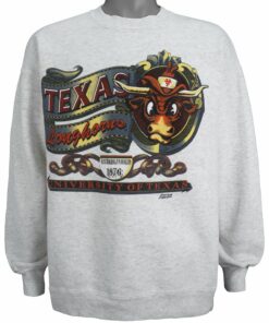 NCAA Texas Longhorns Crew Neck Sweatshirt 1990s Vintage Style Hoodie Shirt Reprinted Full Size Gifts for Fans