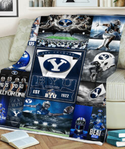 NCAA University of Byu Cougars Sherpa Fleece Blanket Gifts For Fans