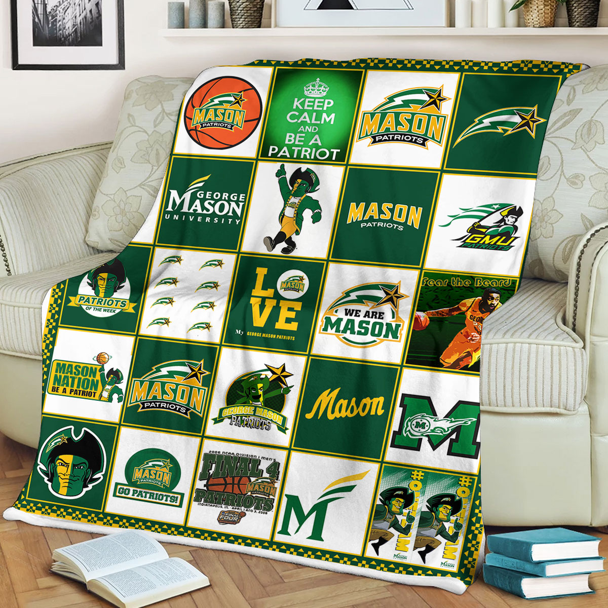 NCAA University of George Mason Patriots Sherpa Fleece Blanket