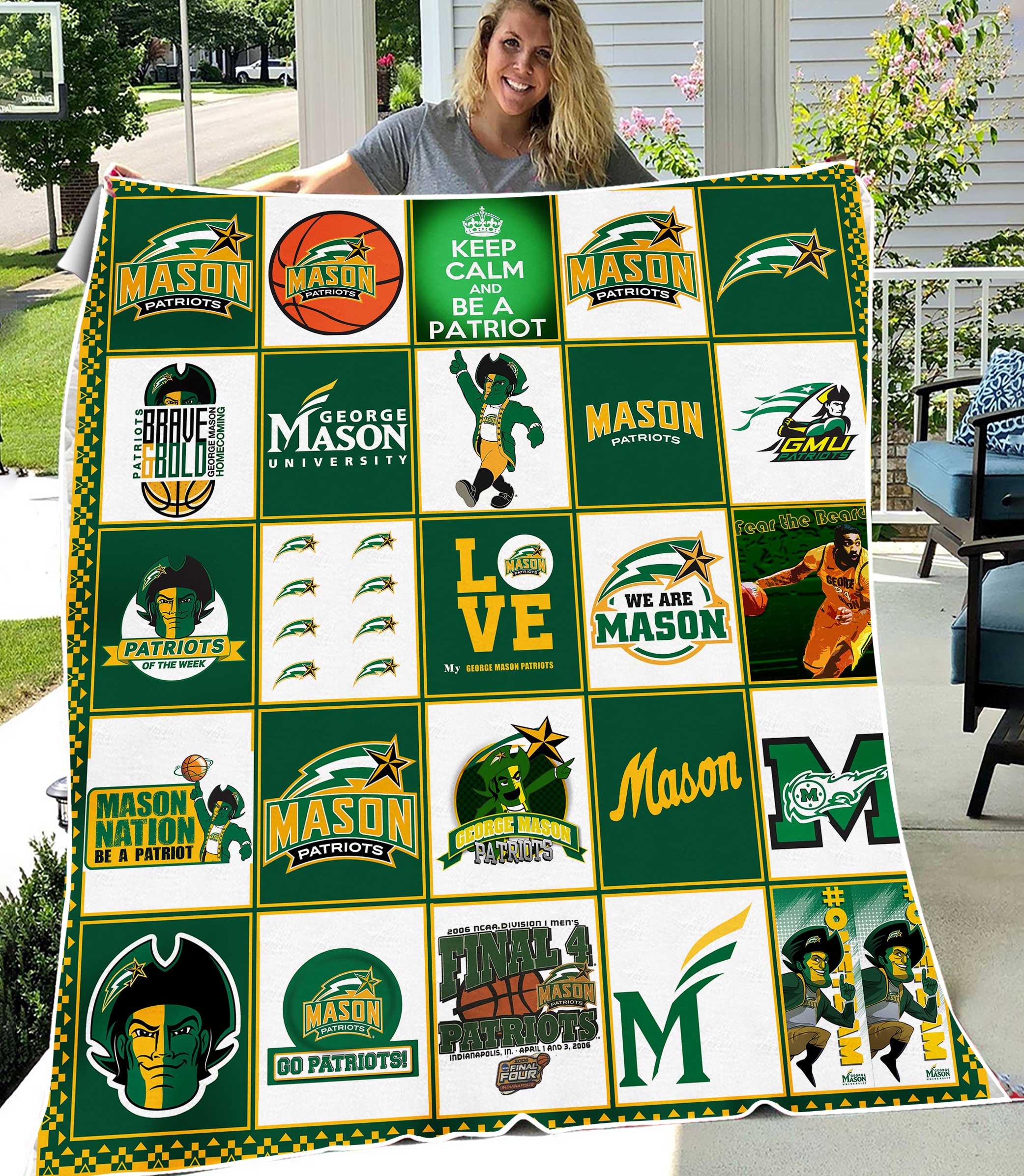 NCAA University of George Mason Patriots Sherpa Fleece Blanket