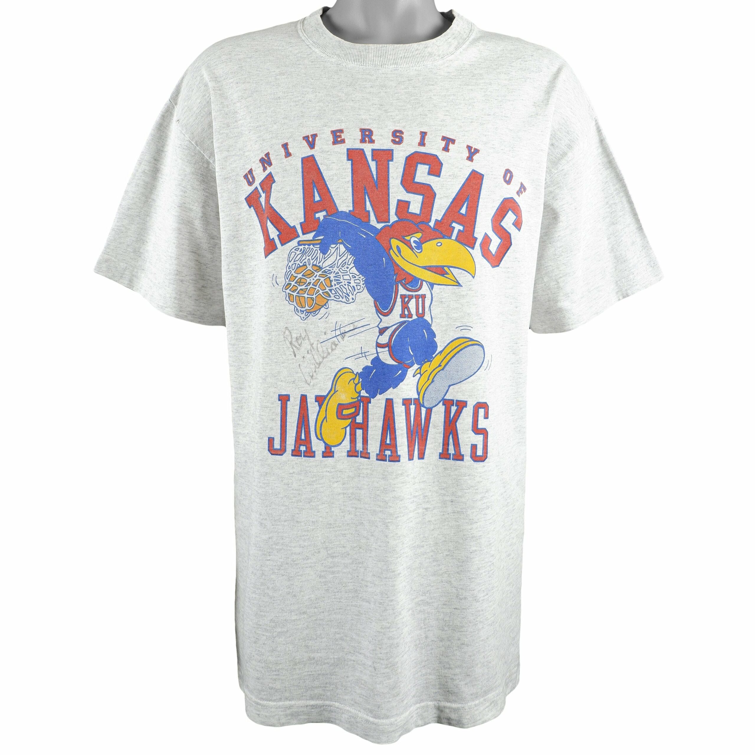 NCAA University of Kansas Jayhawks Roy Williams Signed T-Shirt 1990s Vintage Style Hoodie Sweatshirt Reprinted Full Size Gifts for Fans