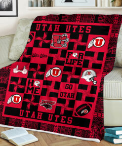 NCAA Utah Utes Sherpa Fleece Blanket University Football Fan Gifts