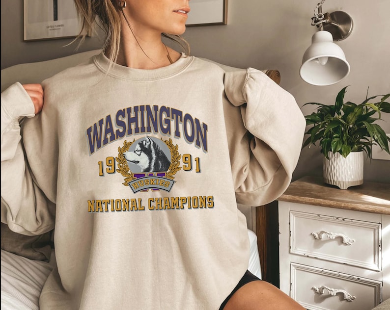 NCAA Washington Huskies Est 1991 Logo Sweatshirt, National Champions, University of Washington Shirt, Unisex T-Shirt Sweater Hoodie