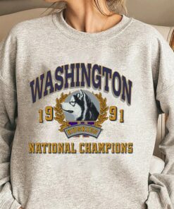 NCAA Washington Huskies Est 1991 Logo Sweatshirt, National Champions, University of Washington Shirt, Unisex T-Shirt Sweater Hoodie