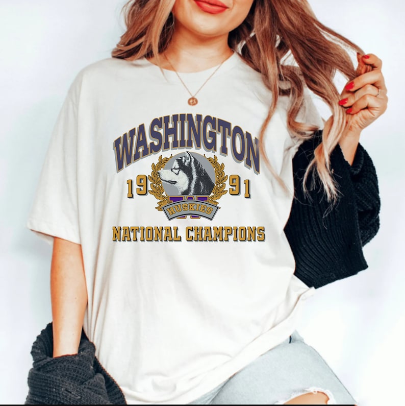 NCAA Washington Huskies Est 1991 Logo Sweatshirt, National Champions, University of Washington Shirt, Unisex T-Shirt Sweater Hoodie