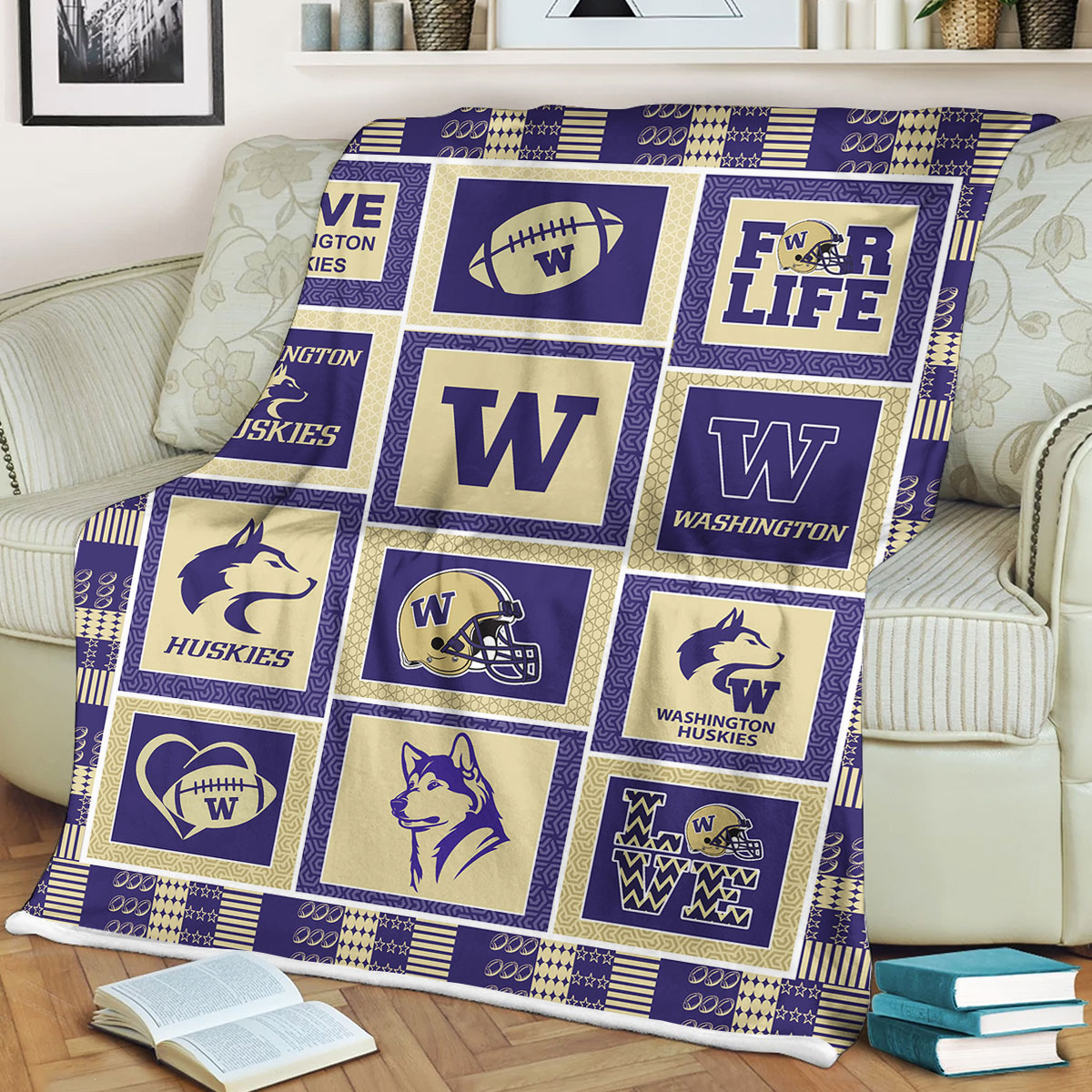 NCAA Washington Huskies Sherpa Fleece Blanket Gifts For Fans