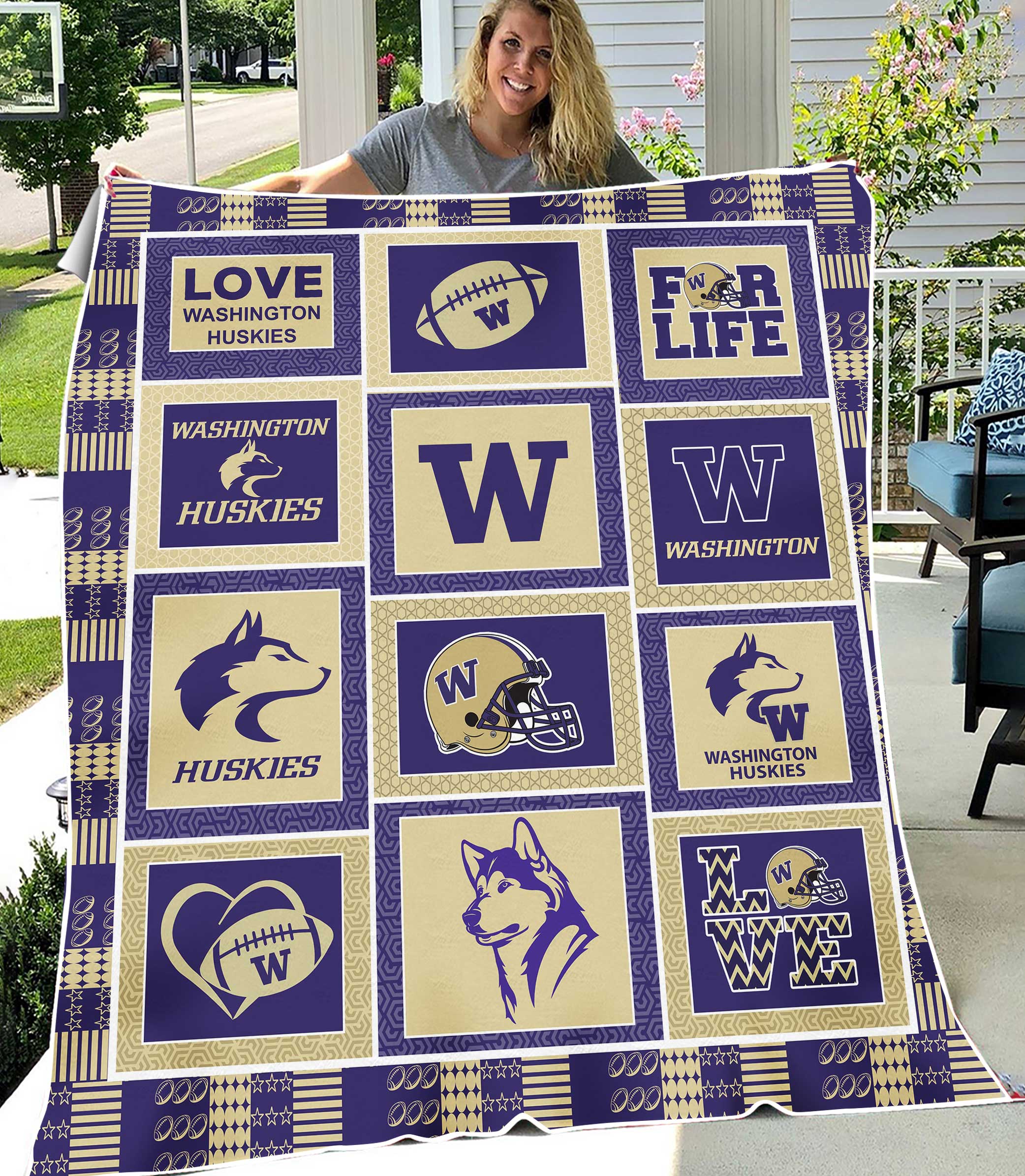 NCAA Washington Huskies Sherpa Fleece Blanket Gifts For Fans